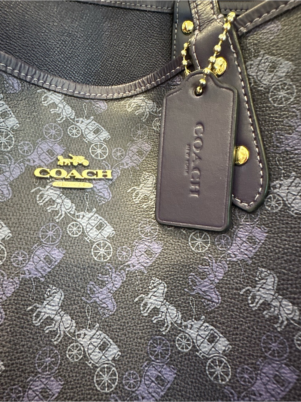 Coach #006 Purple Reversible Signature Horse & Carriage Tote - Picture 10 of 13